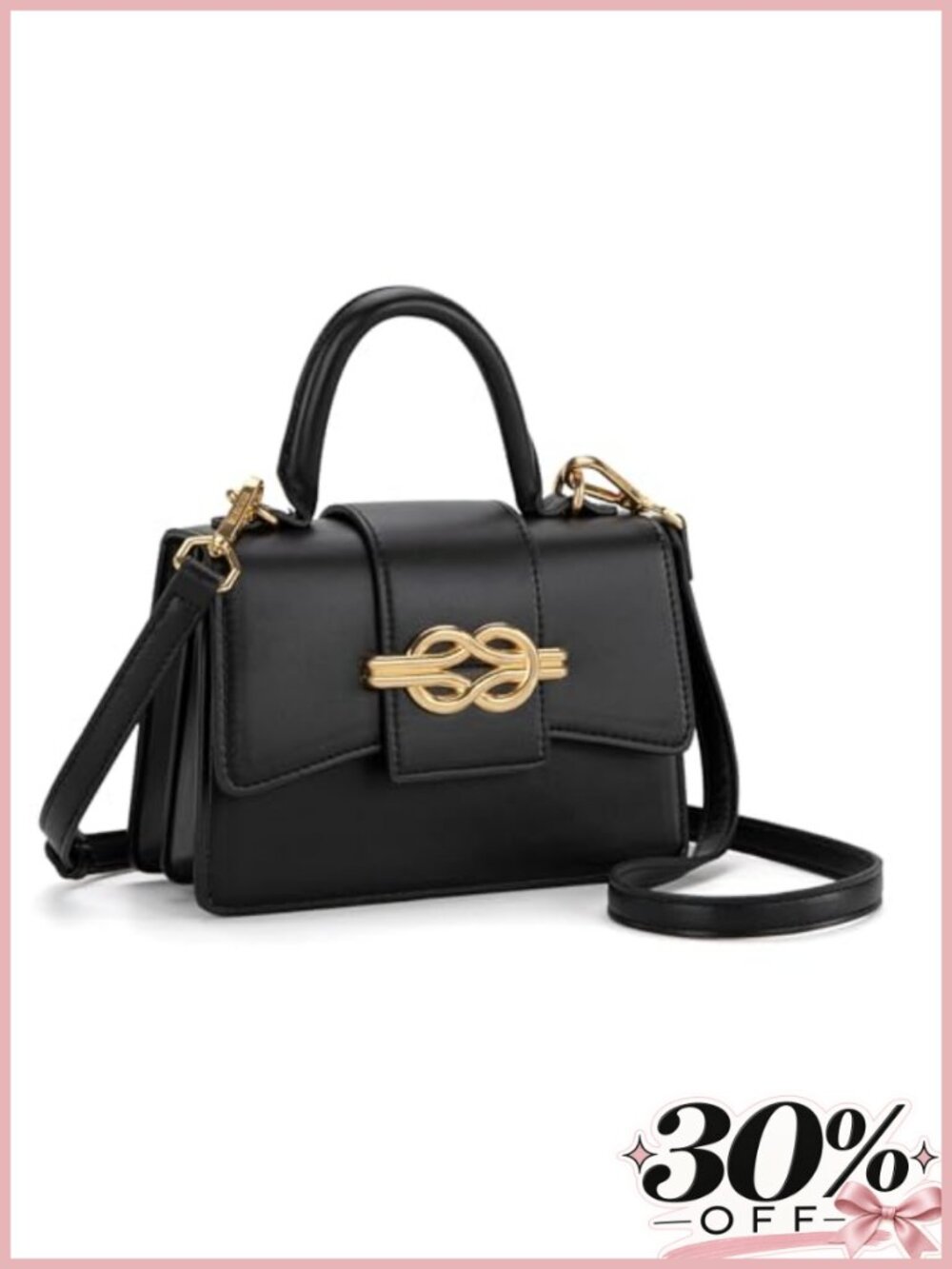 Faux Leather Top Handle Satchel Crossbody Bag Detachable Strap Mini Purse